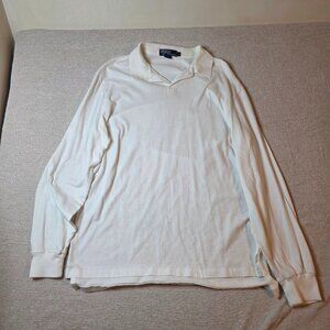 Polo Ralph Lauren White Long Sleeve Polo Shirt Men’s Size L 100% Cotton Vintage